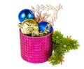 Christmas decoration and twig Christmas tree Royalty Free Stock Photo