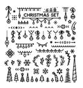 Christmas decoration vector linear illustrations set Royalty Free Stock Photo