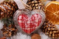 Christmas decoration with vintage heart Royalty Free Stock Photo