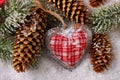 Christmas decoration with vintage heart on snow Royalty Free Stock Photo