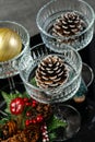 Christmas decoration in a wine glasses Royalty Free Stock Photo