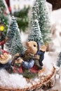 Christmas decoration with winter scene with mouse figurine Royalty Free Stock Photo