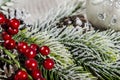 Christmas decoration on wooden boards