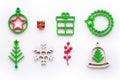 Christmas Decoration woods Toy, White Background, Xmas Decor Royalty Free Stock Photo