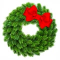 Christmas decoration wreath red ribbon bow Merry Xmas Royalty Free Stock Photo