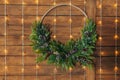 Christmas decoration, wreath of Christmas trees with cones close-up decoration for home and doors Royalty Free Stock Photo