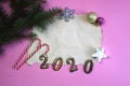 Christmas decoration for writing text on an old sheet Royalty Free Stock Photo