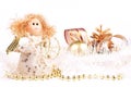 Christmas decorations, angel and candle Royalty Free Stock Photo