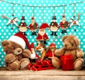 Christmas decorations with antique toys and teddy bear Royalty Free Stock Photo
