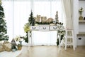 Christmas decorations background in living room at home Royalty Free Stock Photo