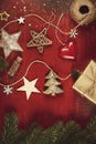 Christmas decorations background - top view, flat lay Royalty Free Stock Photo