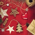 Christmas decorations background - top view, flat lay Royalty Free Stock Photo