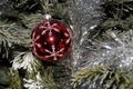 Christmas decorations, ball red - Front view Royalty Free Stock Photo