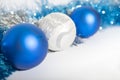 Christmas decorations blue and silver Royalty Free Stock Photo