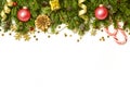 Christmas Decorations border isolated on white background Royalty Free Stock Photo