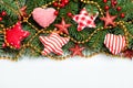 Christmas Decorations Border on White Background Royalty Free Stock Photo