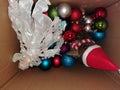 Christmas decorations boxed to put away Royalty Free Stock Photo