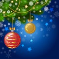 Christmas decorations on the branches fir, Christmas vector