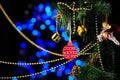 christmas decorations on bright background