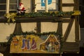 Christmas decorations on a building in Strasbourg, France. Royalty Free Stock Photo