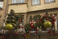 Christmas decorations on a building in Strasbourg, France. Royalty Free Stock Photo