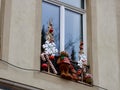 Christmas decorations on building