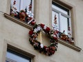 Christmas decorations on building