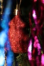 Christmas decorations on the Christmas tree for a festive mood and beautiful decor. Royalty Free Stock Photo