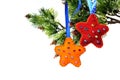 Christmas decorations on a Christmas tree Royalty Free Stock Photo