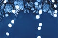 Christmas decorations in classic blue color of the year. Royalty Free Stock Photo