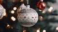 Christmas decorations close-up against the background of a Christmas tree Royalty Free Stock Photo