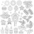 Collection of Christmas decor ornaments Royalty Free Stock Photo