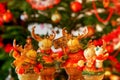 Christmas decorations cute reindeers carolling