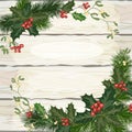 Christmas wooden background