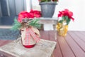 Christmas Decorations At Front Door of House Royalty Free Stock Photo