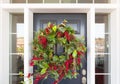 Christmas Decorations At Front Door of House Royalty Free Stock Photo