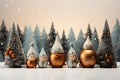 Christmas decorations and gnomes with dark brown and orange color on a white background