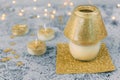 Christmas decorations in gold tones Royalty Free Stock Photo