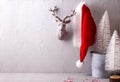 Christmas decorations in grey and red colors. Royalty Free Stock Photo