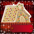 Christmas decorations on handmade knitted background