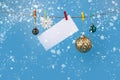 Christmas decorations hang on a rope. Christmas card Royalty Free Stock Photo