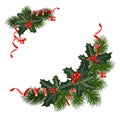 Christmas decorations with holly and red berries