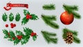 Christmas decorations. 3d vector icon set