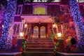 Christmas decorations of houses in the neighborhood of Dyker Heights, in southwest of Brooklyn, in New York. USA Royalty Free Stock Photo