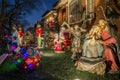 Christmas decorations of houses in the neighborhood of Dyker Heights, in southwest of Brooklyn, in New York. USA Royalty Free Stock Photo