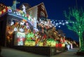 Christmas decorations of houses in the neighborhood of Dyker Heights, in southwest of Brooklyn, in New York. USA Royalty Free Stock Photo