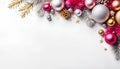Christmas decorations isolated with copy space on white Royalty Free Stock Photo