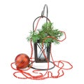 Christmas decorations and lantern on white background Royalty Free Stock Photo