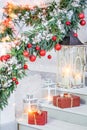 Christmas decorations with lanterns Royalty Free Stock Photo