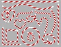 Christmas decorations from lollipops, different lines in flat style. Collection of New Year holiday elements. Christmas striped Royalty Free Stock Photo